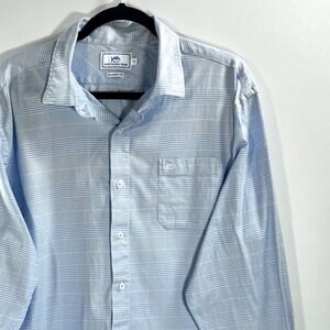 Men's Southern Tide Blue Plaid Classic Fit Long Sleeve Button Down Shirt XL Work